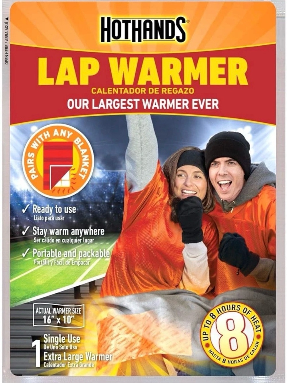 Lap Warmer  16" X 10" Up to 8 Hours of Heat Largest Ever Single Use XL Warmer